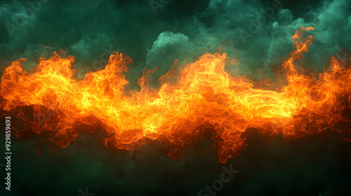 Bright orange flames against a dark smoky background.