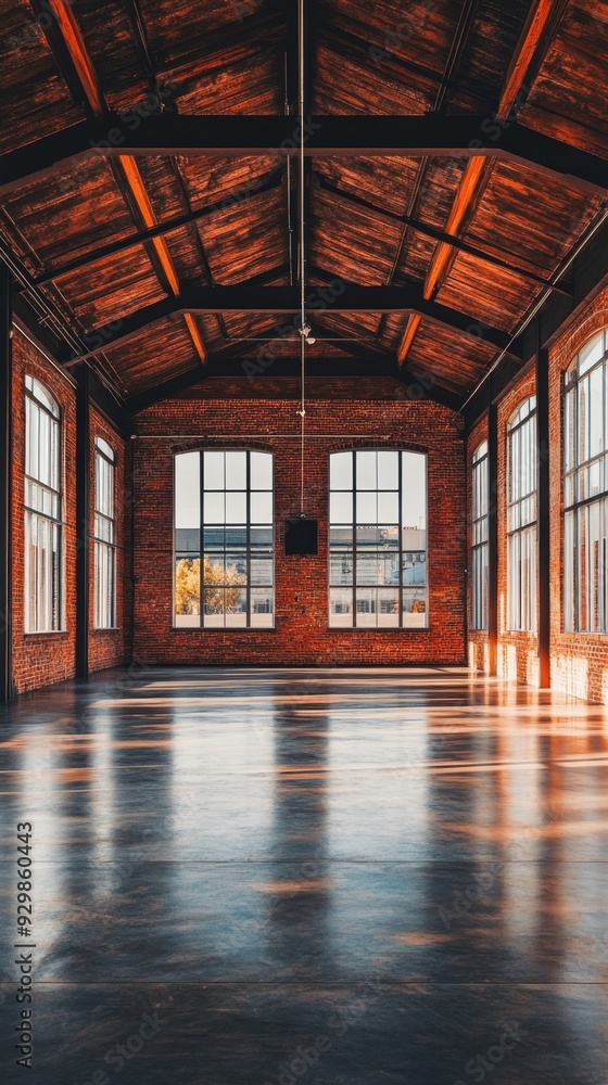Industrial Elegance: Spacious Open-Plan Venue with Exposed Brick and Soaring Ceilings. Modern Loft-Style Interior Combining Raw Urban Charm and Refined Aesthetics, Perfect for Events, Photoshoots, or Industrial Elegance: Spacious Open-Plan Venue with Exposed Brick and Soaring Ceilings. Modern Loft-Style Interior Combining Raw Urban Charm and Refined Aesthetics, Perfect for Events, Photoshoots, or