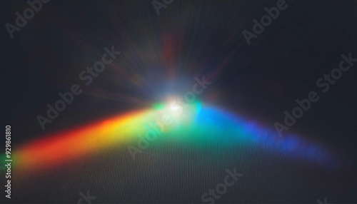 Crystal Prism Flare Overlay Rainbow Light Reflection on Dark Canvas