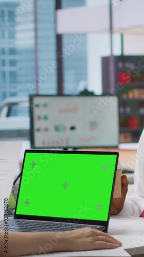 Wallpaper Mural Vertical Video Interviewers team and candidate meeting in an office next to isolated copy space, doing a job offer at a multinational company. HR recruiters seeking talent and business knowledge Torontodigital.ca