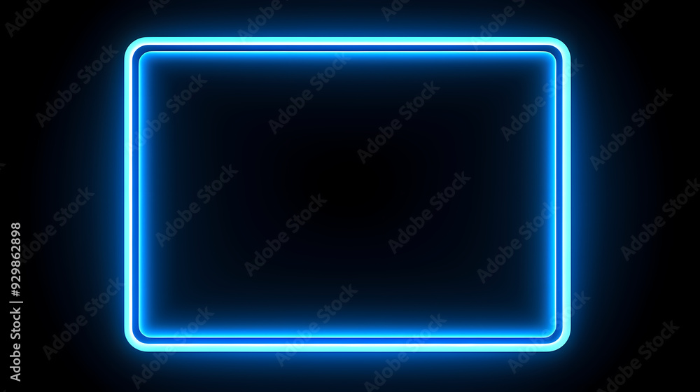 Blue neon frame background Blue neon frame background