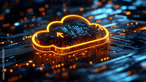 Digital cloud symbol on a c...