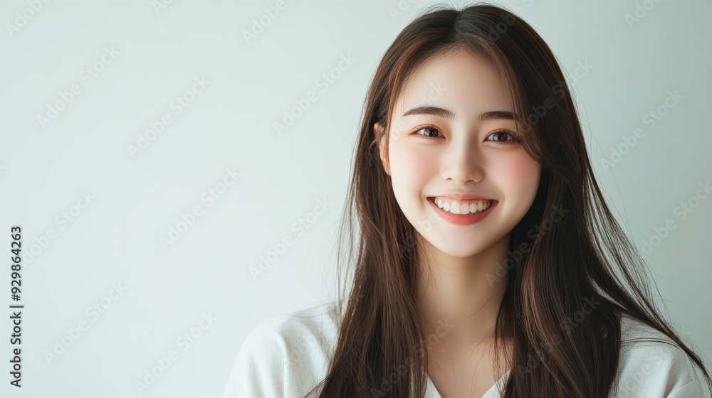 casual portrait features a young woman with straight hair and a soft smile, highlighted by a crisp white shirt and a bright, clean background. casual portrait features a young woman with straight hair and a soft smile, highlighted by a crisp white shirt and a bright, clean background.