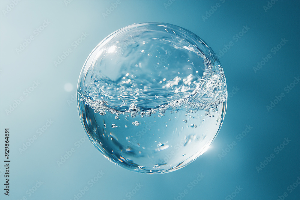 Round bubbles floating on a dark blue patterned background for body care Round bubbles floating on a dark blue patterned background for body care