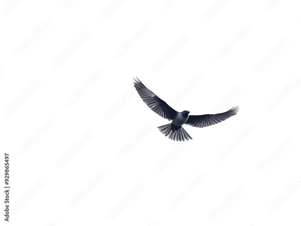 Obraz premium Bird flying on a transparent background and widely spread its wings and feathers