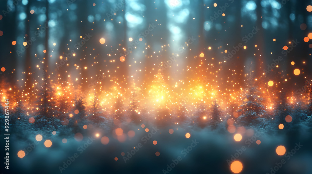 Enchanted forest with glowing lights and a mystical atmosphere. Enchanted forest with glowing lights and a mystical atmosphere.