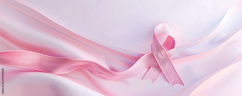 Pink Ribbon on Wavy Abstract Background Pink Ribbon on Wavy Abstract Background