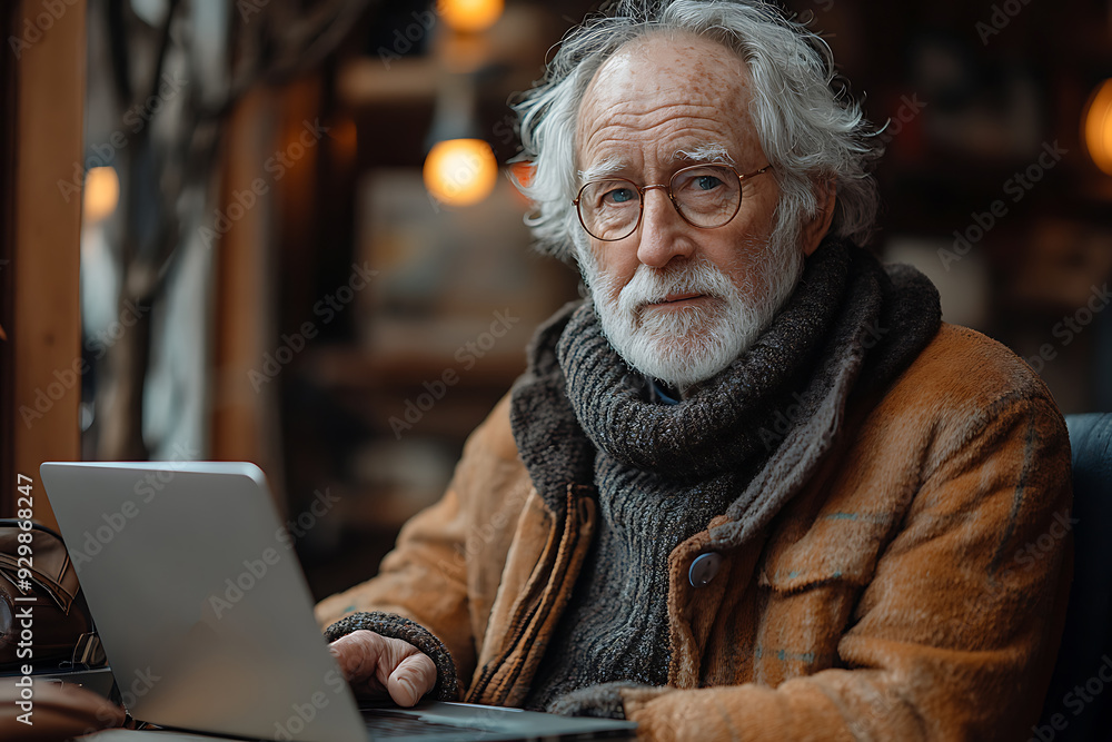 Senior man in a cozy cafe, focused on working with a laptop, symbolizing active aging and digital literacy.
Senior man in a cozy cafe, focused on working with a laptop, symbolizing active aging and digital literacy.