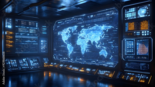 Futuristic control room wit...