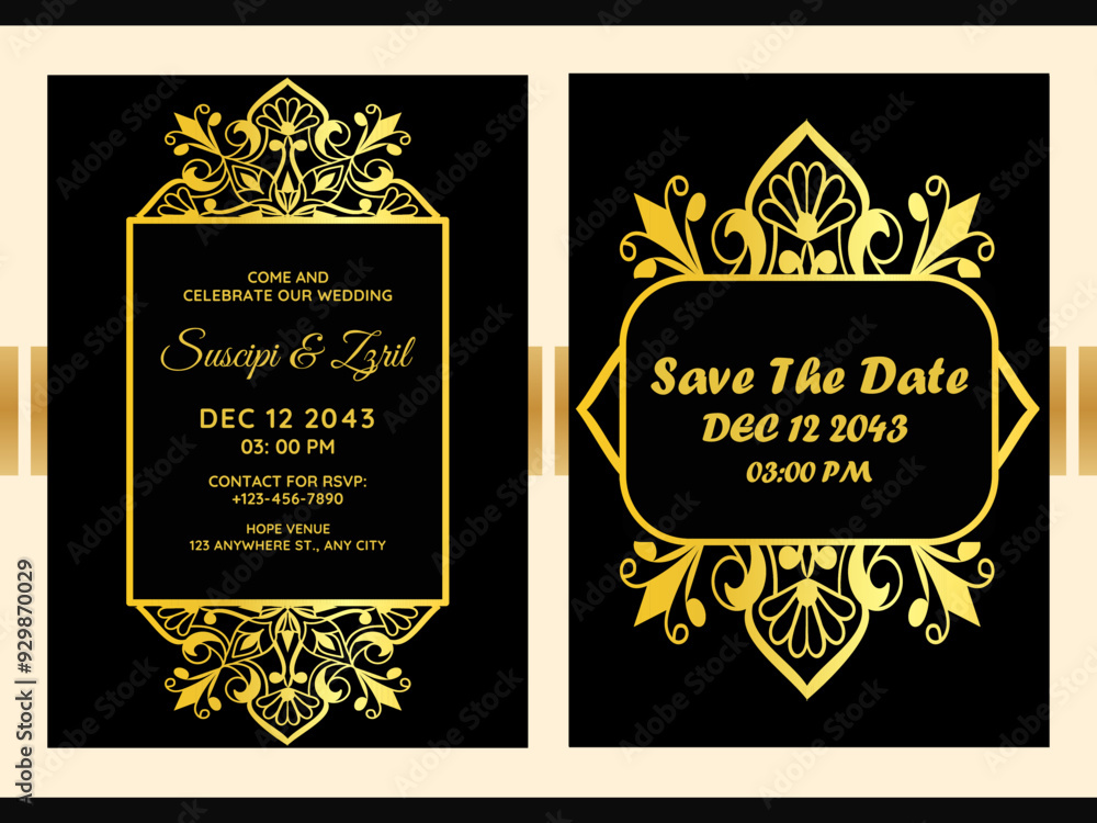 Golden flower mandala Wedding invitation card background Template Golden flower mandala Wedding invitation card background Template