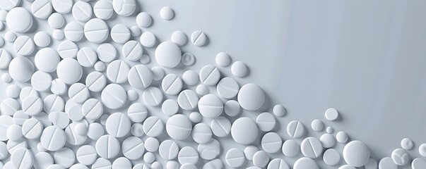 Papier peint photo  White Pills Scattered on a Light Grey Surface  © rehan