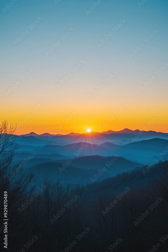 Fototapeta premium Sunset over mountain range