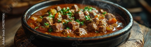 Authentic German Stew in a Rustic Kitchen Setting