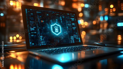 Laptop displaying a cyberse...