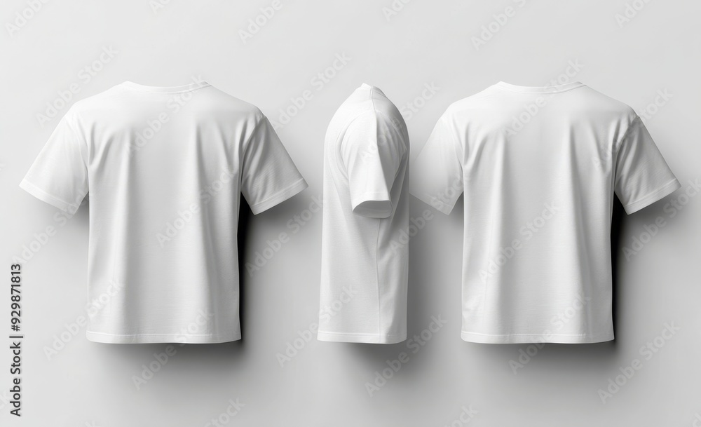 White t-shirt template, front and back, isolated on a white background White t-shirt template, front and back, isolated on a white background