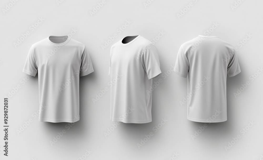 White t-shirt template, front and back, isolated on a white background White t-shirt template, front and back, isolated on a white background