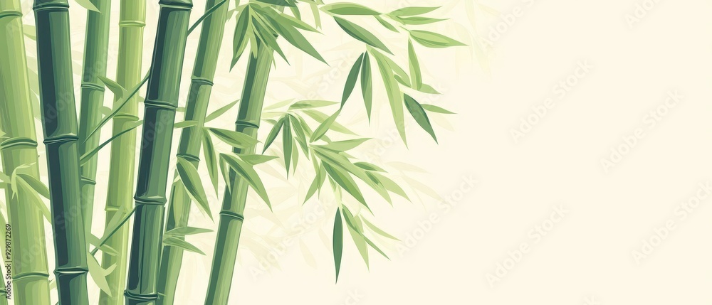 Naklejka premium Green Bamboo Forest Illustration Nature Background