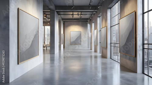 Modern art gallery with abs...