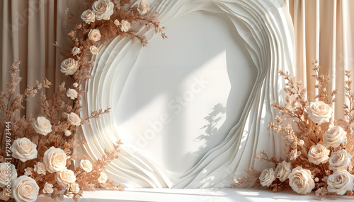 empty wedding frame with flowers