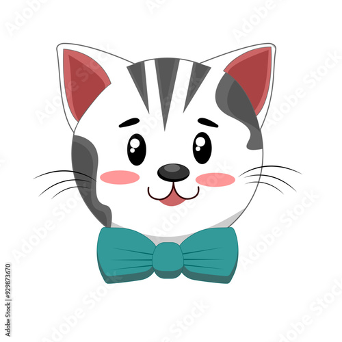 Vector cute cat cartoon with white background perfect to sticker, clipart
