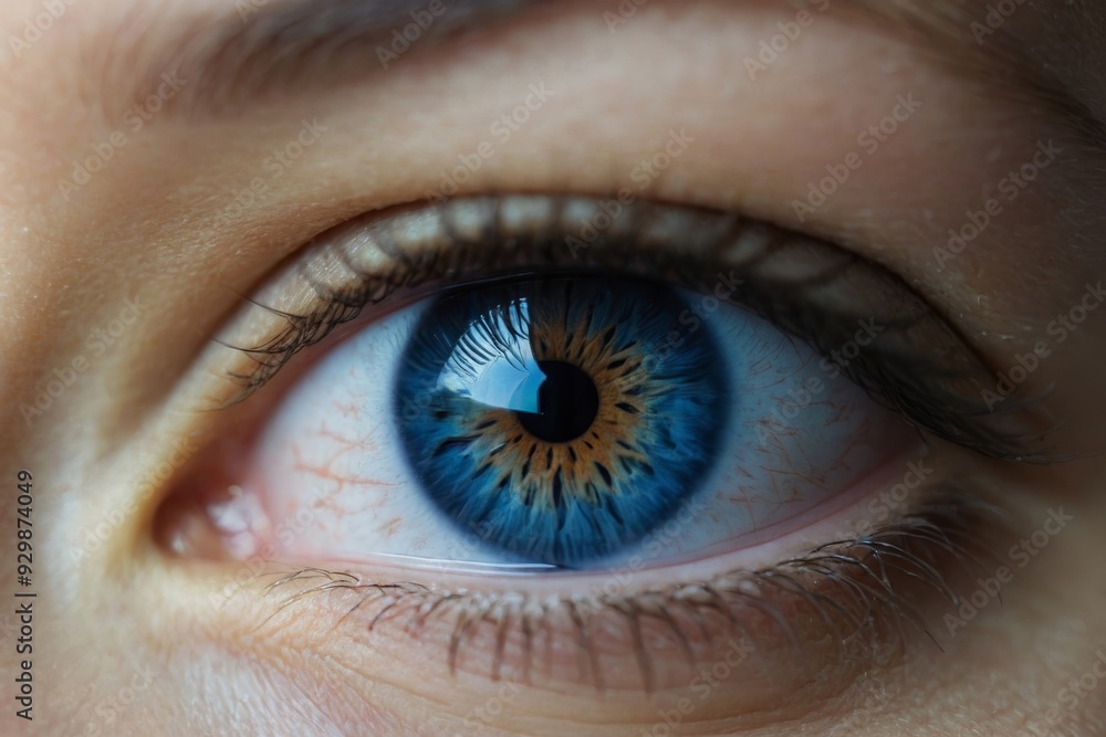 Fototapeta premium Close-up of blue eye with unique iris pattern