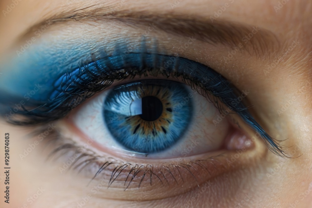 Fototapeta premium Close-up of blue eye with dramatic makeup