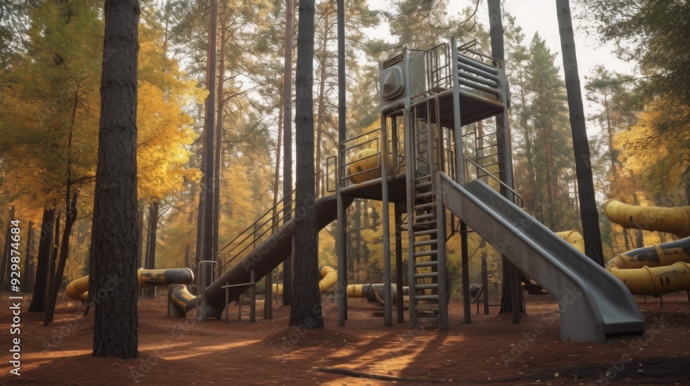 Slide in Autumn Forest Slide in Autumn Forest