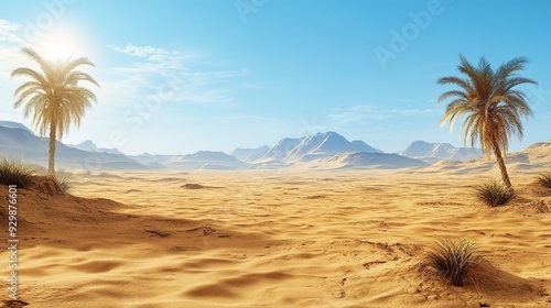 Landscape scenic view of desolate barren western desert in Egypt at Farafra Oasis realistic nature and landscape