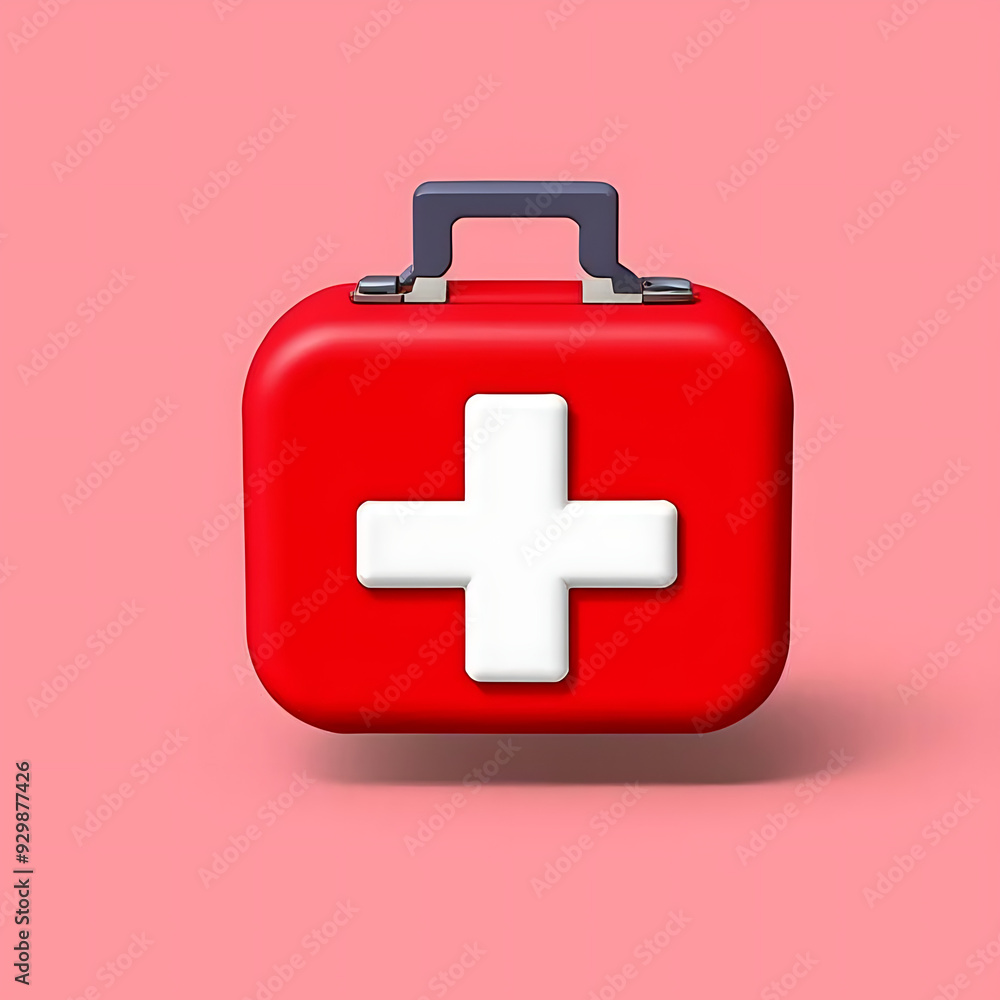 Obraz premium Aid kit, first aid kit, emergency kit, illustration of aid kit, medicine illustration