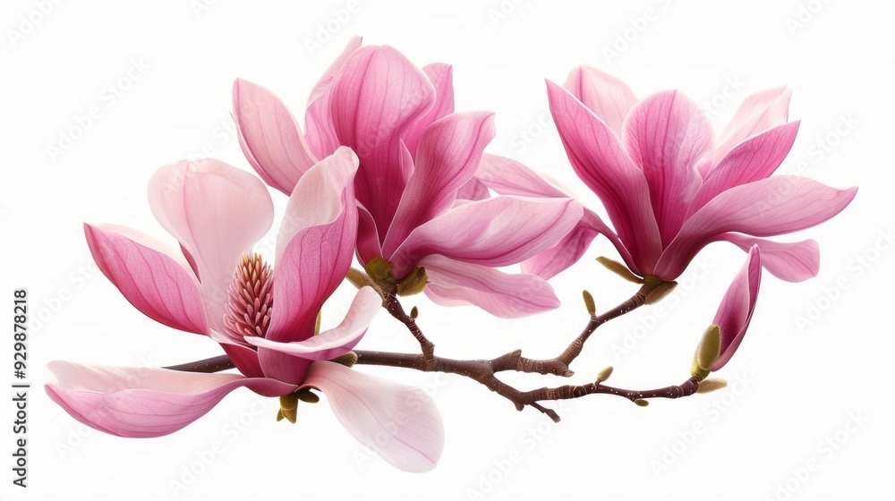 Beautiful magnolia flowers in bloom. They showcase vibrant shades of pink and soft petals. The elegant branch adds a natural touch. Perfect for nature lovers and floral designs. AI Beautiful magnolia flowers in bloom. They showcase vibrant shades of pink and soft petals. The elegant branch adds a natural touch. Perfect for nature lovers and floral designs. AI