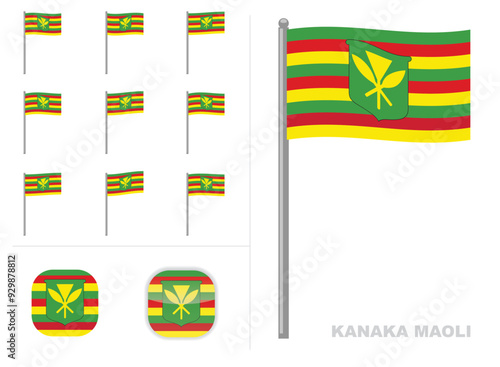 Kanaka Maoli Flag Country Waving Animation App Icon Vector