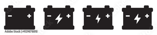 Car battery icon. Energy power accumulator. Auto battery symbols. Vector illustration.