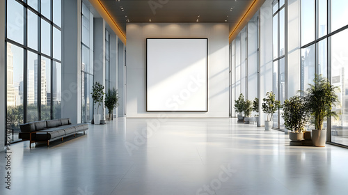 Modern gallery interior wit...