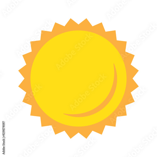 Sun icon in flat style, simple yellow sun.