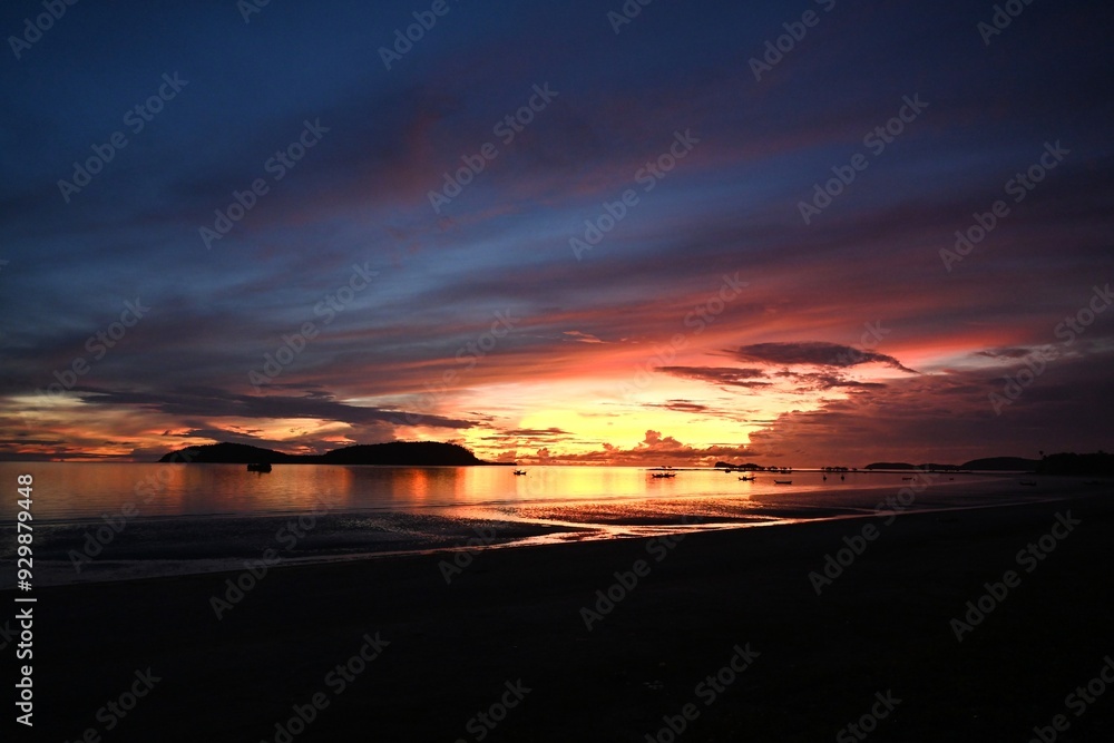 picture of sea sky before sunrise at Chumphon Povince beach Thailand picture of sea sky before sunrise at Chumphon Povince beach Thailand