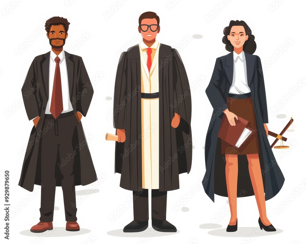 Three people wearing lawyer judge and paralegal cl 245 business, people, businessman, vector, symbol, team, office, success, men, suit, standing, illustration, businessmen, woman, company, icon, pers Three people wearing lawyer judge and paralegal cl 245 business, people, businessman, vector, symbol, team, office, success, men, suit, standing, illustration, businessmen, woman, company, icon, pers
