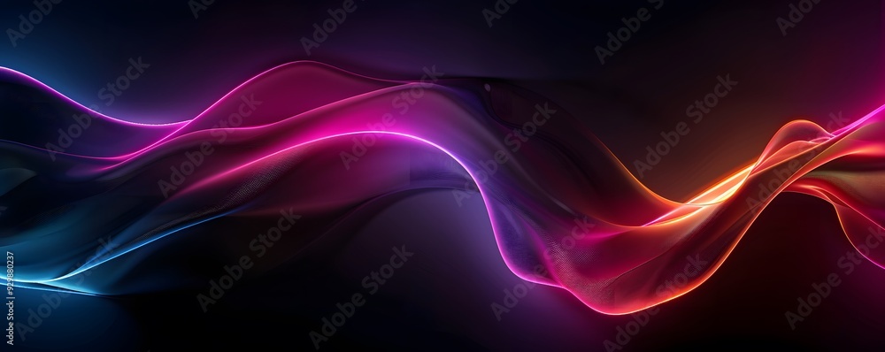 Abstract Neon Light Waves on a Dark Background Abstract Neon Light Waves on a Dark Background