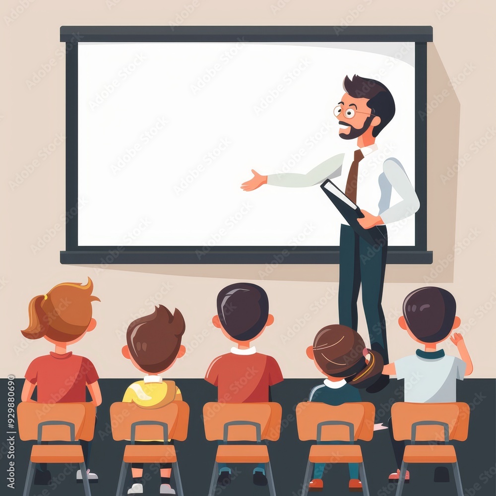 vector style flat design Lecturer in front of a sc 309 business, cartoon, people, office, vector, woman, illustration, businessman, desk, classroom, meeting, computer, presentation, work, teacher, bo vector style flat design Lecturer in front of a sc 309 business, cartoon, people, office, vector, woman, illustration, businessman, desk, classroom, meeting, computer, presentation, work, teacher, bo