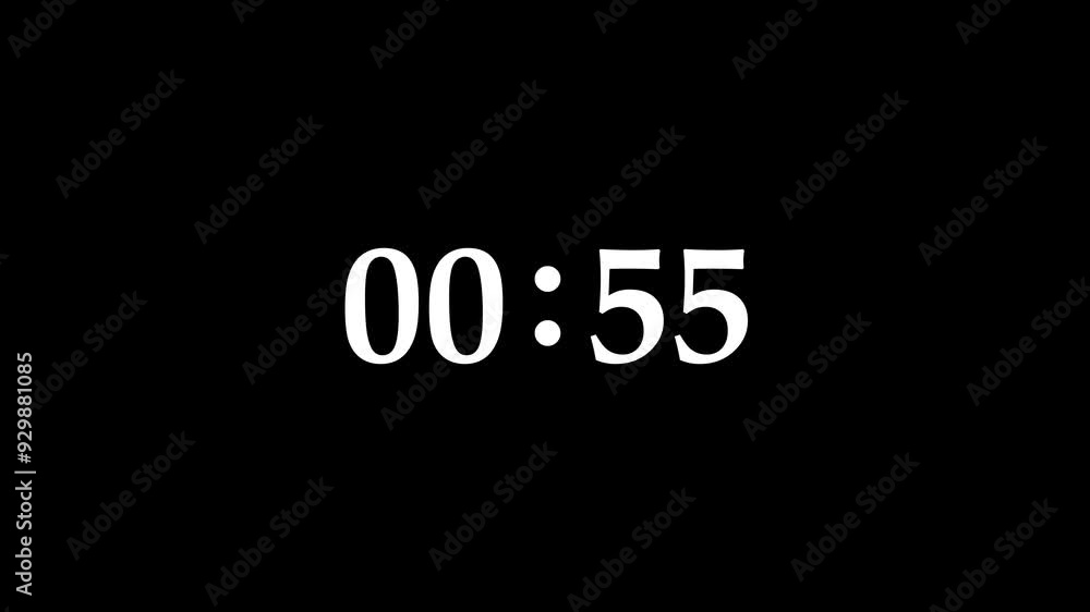 1-Minute Countdown Timer isolated on black background uhd 4k animation 1-Minute Countdown Timer isolated on black background uhd 4k animation