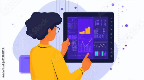 Eye-catching thumbnail for a finance YouTube channel, showing a person analyzing financial data on a tablet