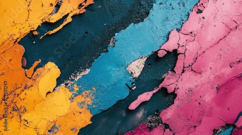 Aerial shot of a colorful abstract background with a rough texture, showcasing bold patterns and hues photo