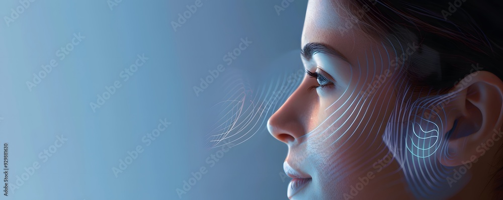 Profile of a Woman with Abstract Lines and Curves Overlaying Her Face