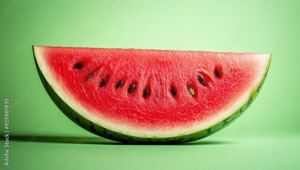 slice of watermelon on green background. Created with Ai slice of watermelon on green background. Created with Ai