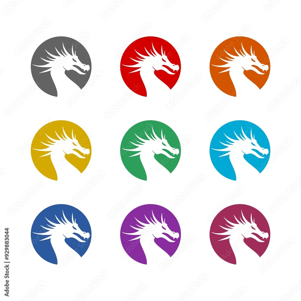 Dragon icon isolated on white background. Set icons colorful Dragon icon isolated on white background. Set icons colorful