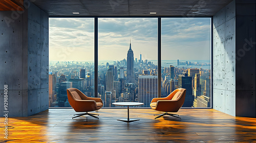 Modern interior with city s...
