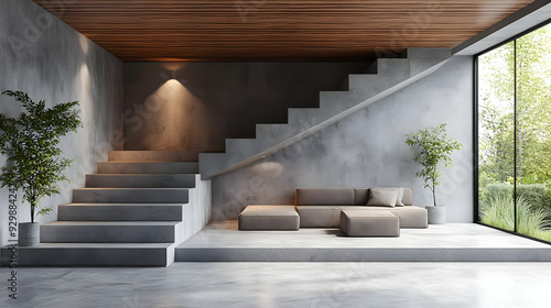 Modern interior with concre...