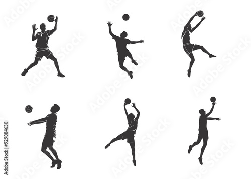 volleyball player. volleyball athlete silhouettes