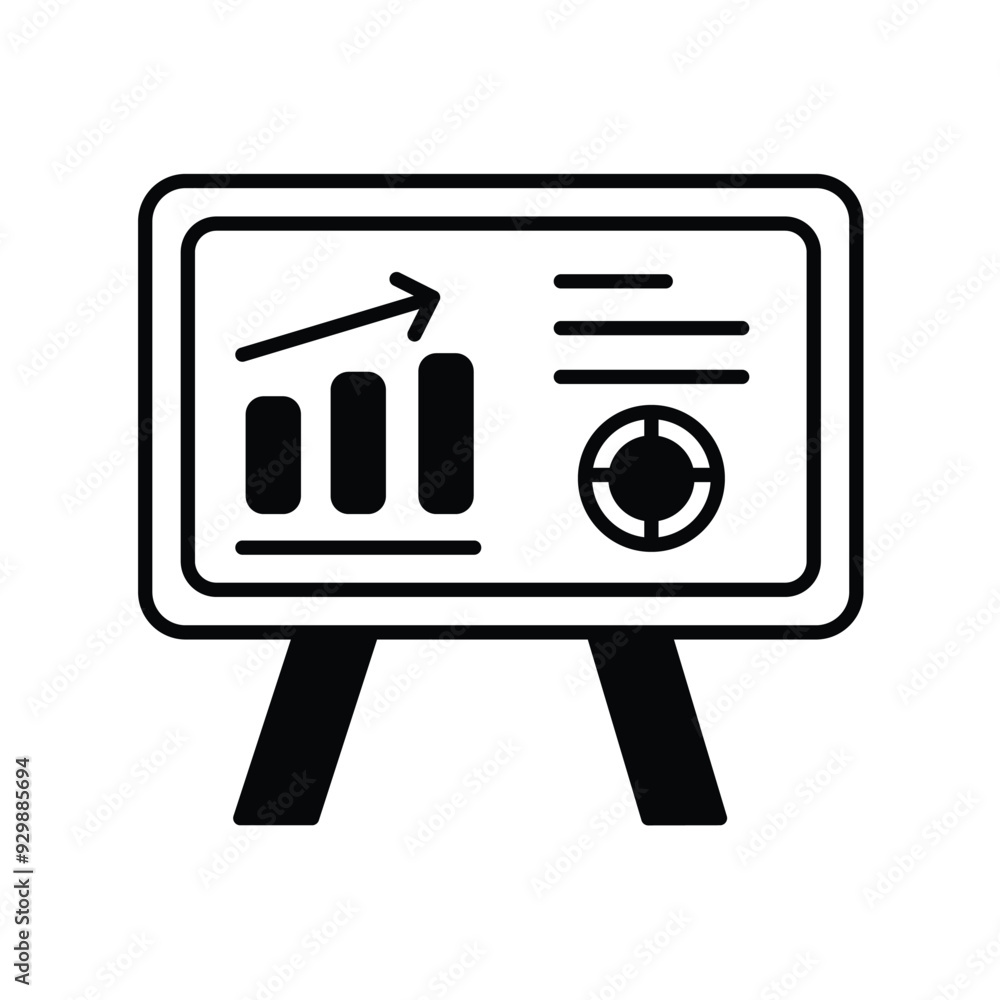 presentation glyph icon with white background vector stock illustration presentation glyph icon with white background vector stock illustration