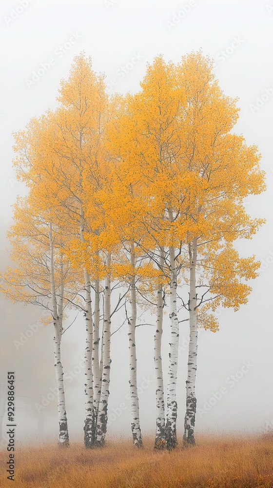 Fototapeta premium Dreamy landscape with poplars in autumn.