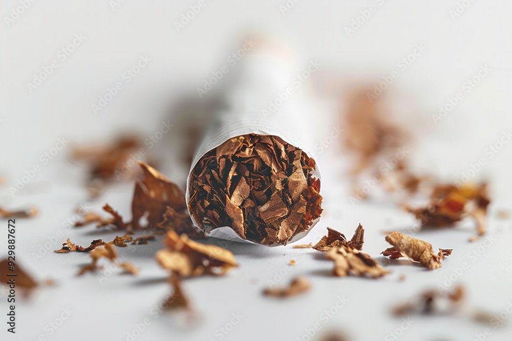 A close-up view of a broken cigarette on a pristine white surface symbolizes the decision to quit smoking and improve personal health. Generative AI A close-up view of a broken cigarette on a pristine white surface symbolizes the decision to quit smoking and improve personal health. Generative AI